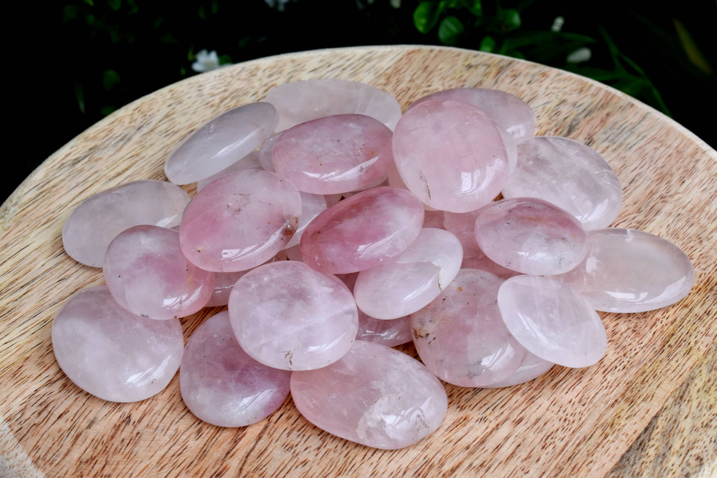 Lot de 25 pierres d'inquiétude en quartz rose, pierre de paume de poche, pierre de pouce