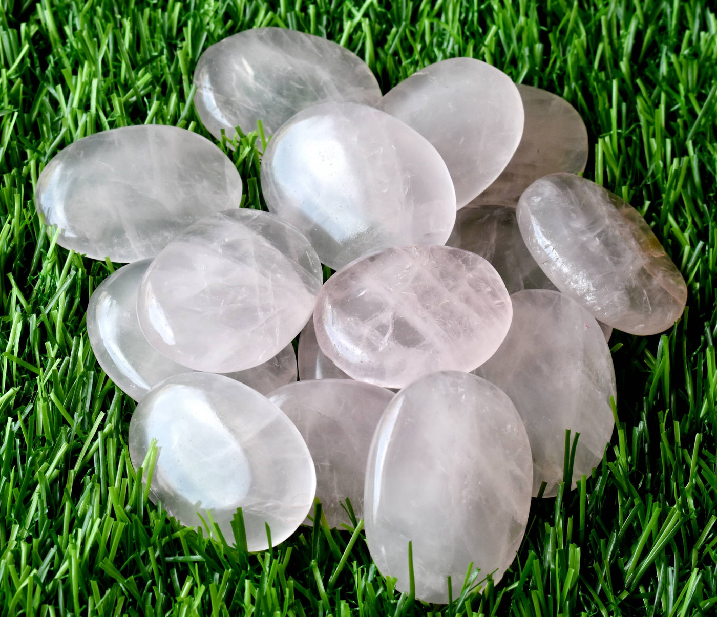 Lot de 25 pierres d'inquiétude en quartz rose, pierre de paume de poche, pierre de pouce