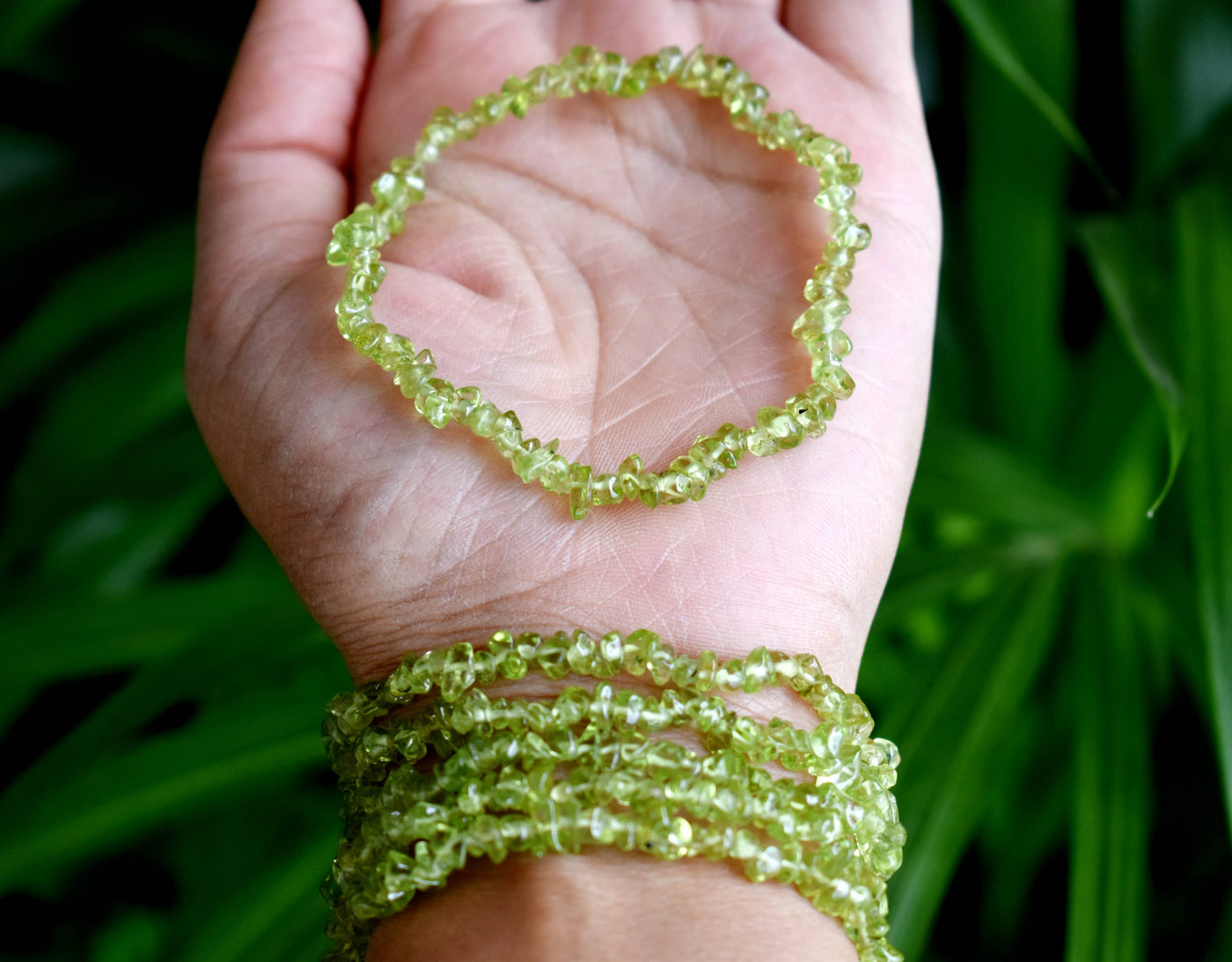 Natural Peridot Chip Bracelets,  Loose Crystal Gemstone Chip Bracelets ~ Healing Chip Bracelet