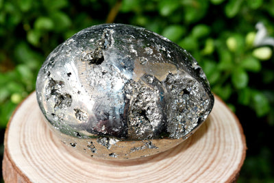 Pyrite Druzy Eggs Stone, Pyrite Crystal Egg ~ Natural Raw Metaphysical Gemstone