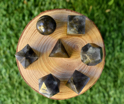 7 pcs Labradorite Platonic Solids Sacred Geometric Set