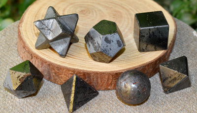 7 pcs Hematite Platonic Solids Sacred Geometric Set