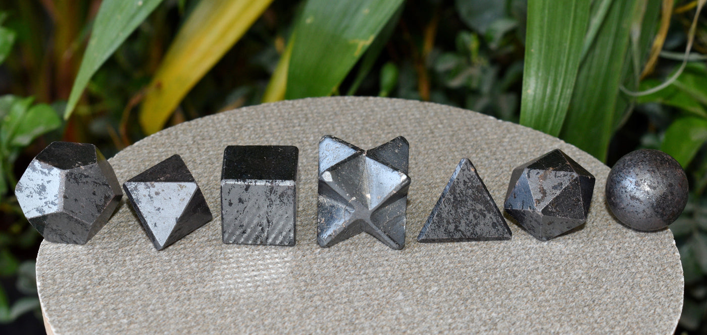 7 pcs Hematite Platonic Solids Sacred Geometric Set