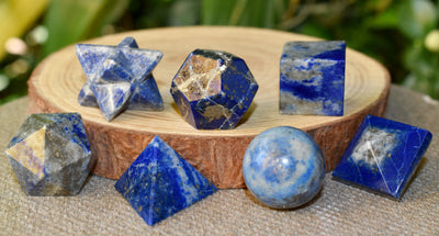 7 pcs Lapis Lazuli Platonic Solids Sacred Geometric Set