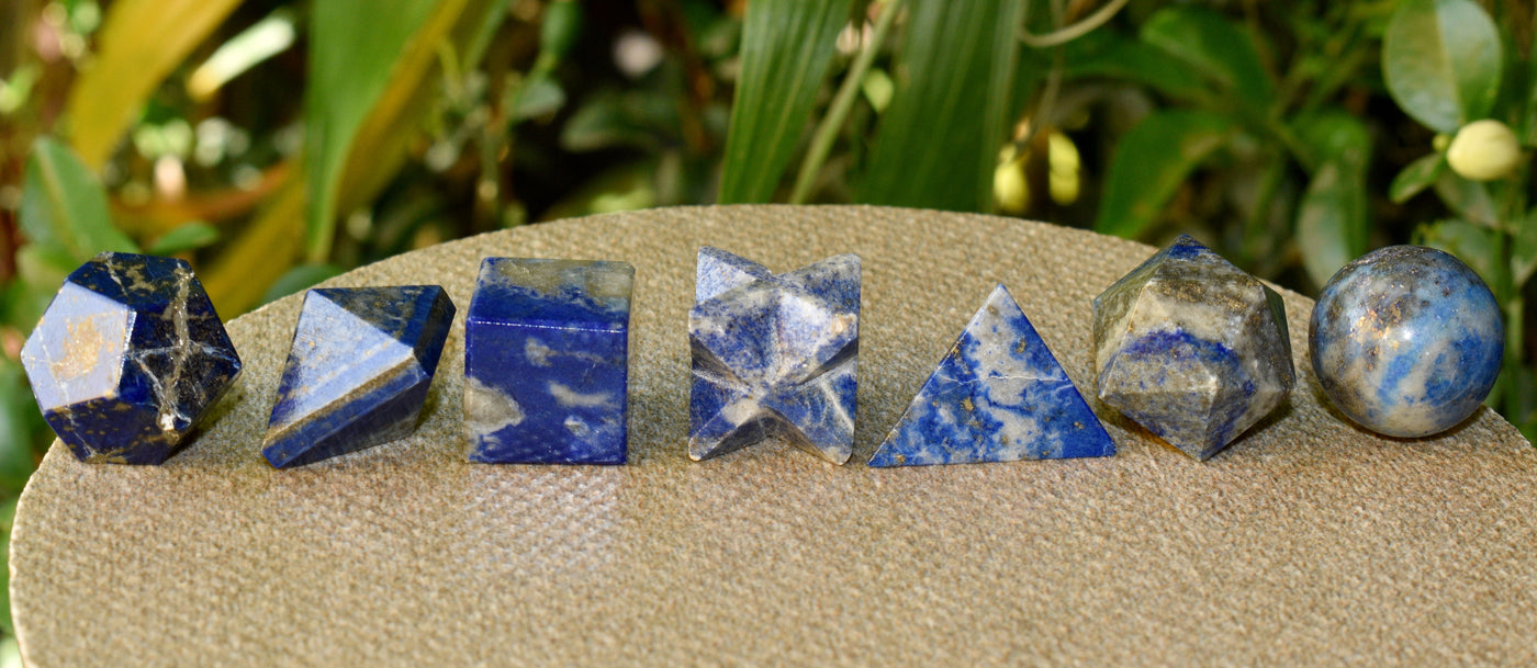 7 pcs Lapis Lazuli Platonic Solids Sacred Geometric Set