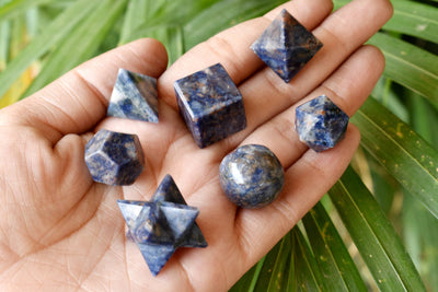 7 pcs Sodalite Platonic Solids Sacred Geometric Set