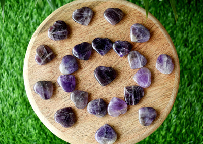 Amethyst Puffy Mini 1 Inch Pocket Crystal Heart