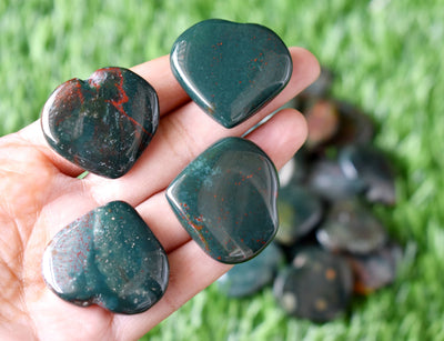 Bloodstone Heart Crystal, Puffy Mini 1 Inch Pocket Crystal Heart