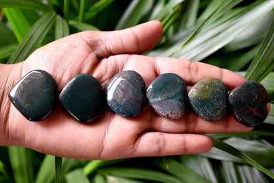 Bloodstone Heart Crystal, Puffy Mini 1 Inch Pocket Crystal Heart