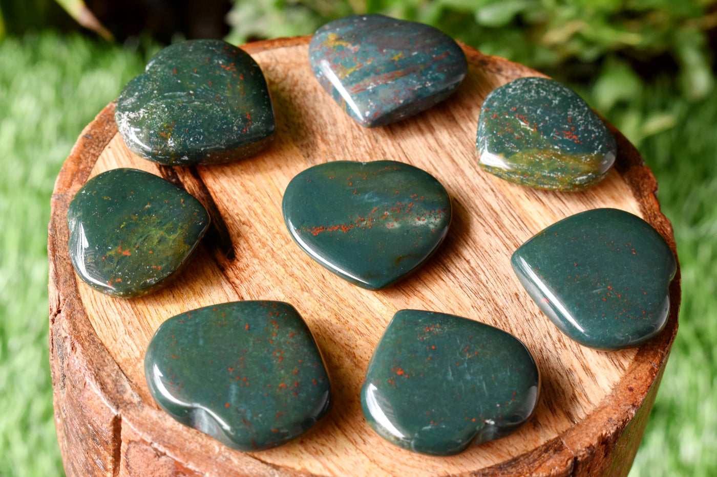 Bloodstone Heart Crystal, Puffy Mini 1 Inch Pocket Crystal Heart