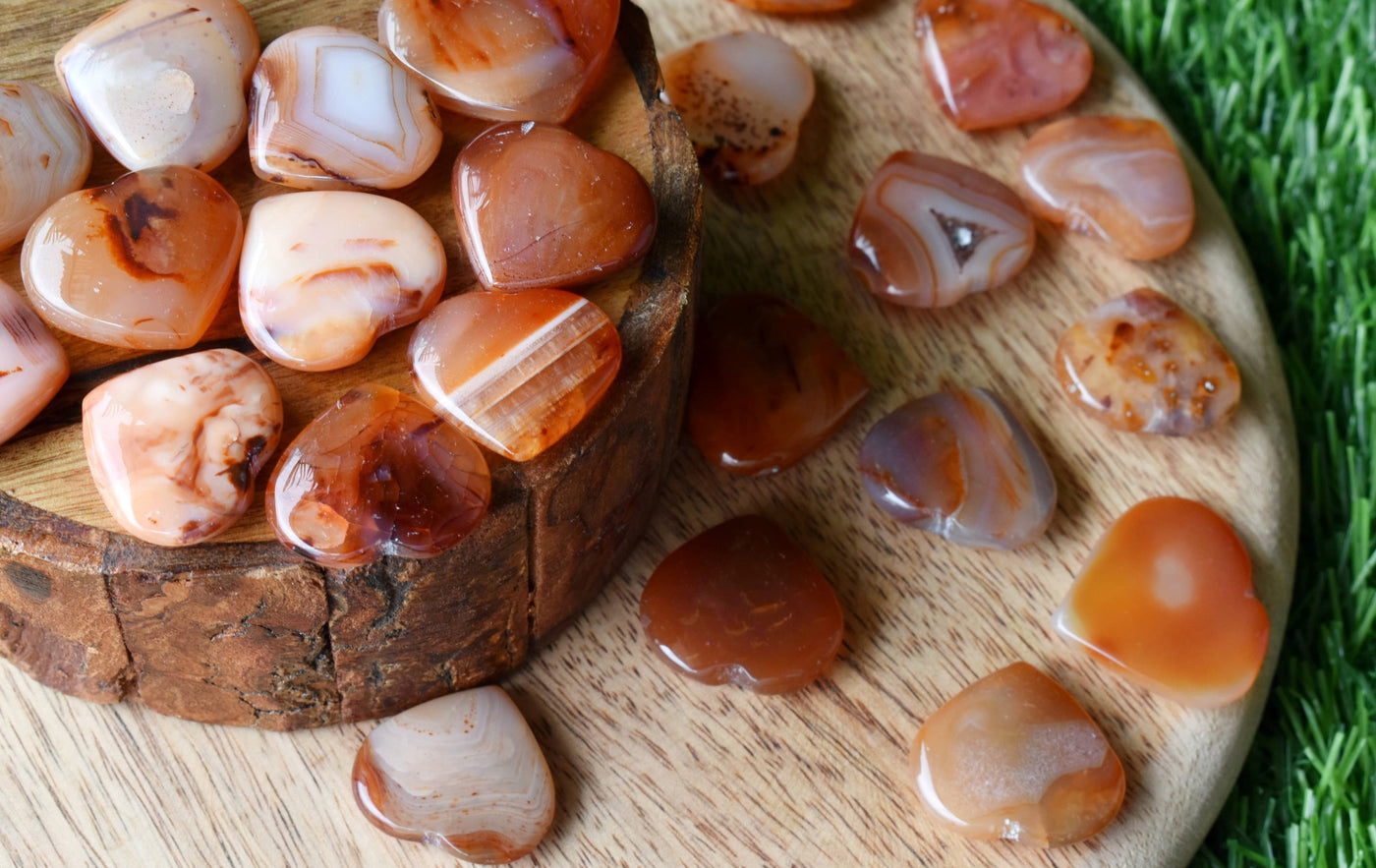 Carnelian Heart Crystal, Puffy Mini 1 Inch Pocket Crystal Heart