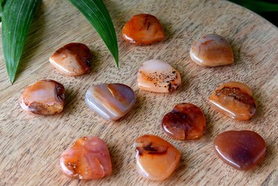 Carnelian Heart Crystal, Puffy Mini 1 Inch Pocket Crystal Heart