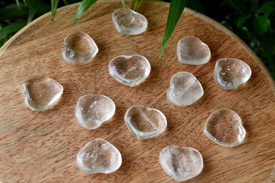 Crystal Quartz Heart Crystal, Puffy Mini 1 Inch Pocket Crystal Heart