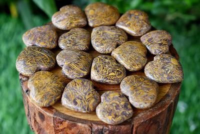 Elephant Jasper Heart Crystal, Puffy Mini 1 Inch Pocket Crystal Heart