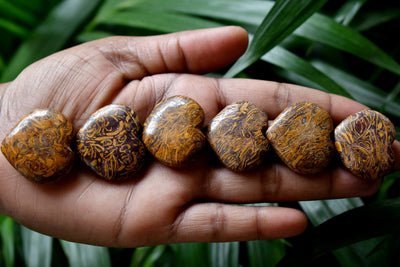 Elephant Jasper Heart Crystal, Puffy Mini 1 Inch Pocket Crystal Heart