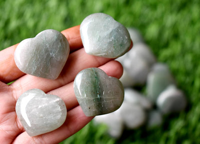 Green Aventurine Heart Crystal, Puffy Mini 1 Inch Pocket Crystal Heart