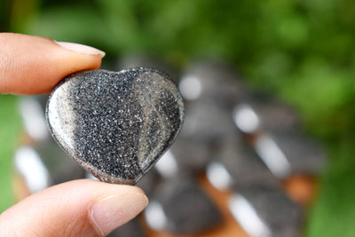 Hematite Heart Crystal, Puffy Mini 1 Inch Pocket Crystal Heart