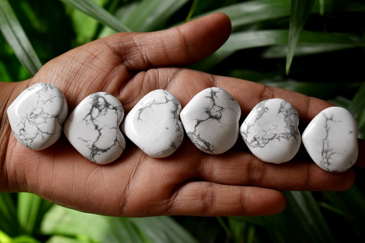 Howlite Heart Crystal, Puffy Mini 1 Inch Pocket Crystal Heart