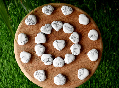 Howlite Heart Crystal, Puffy Mini 1 Inch Pocket Crystal Heart