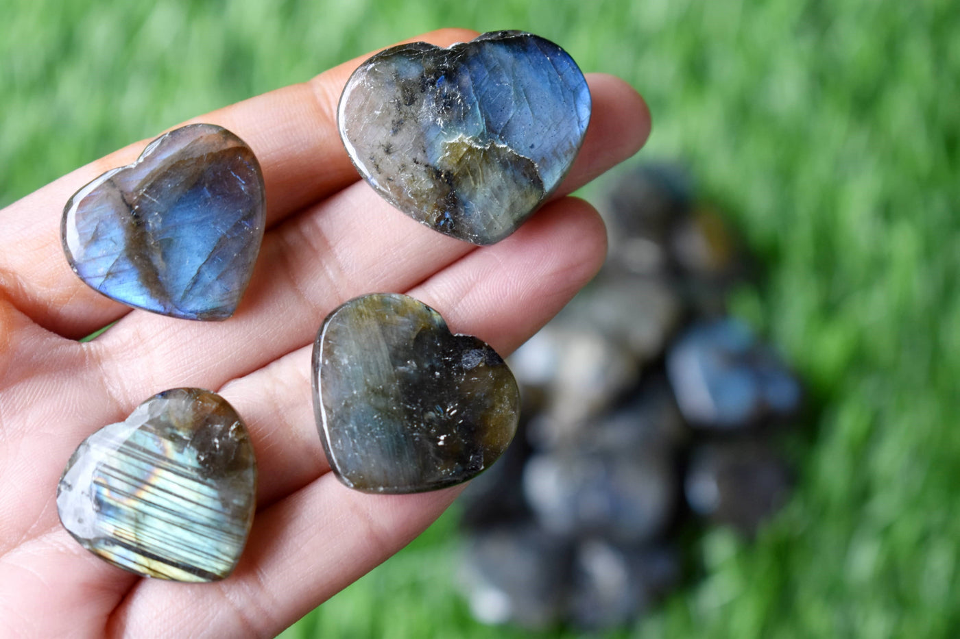 Labradorite Heart Crystal, Puffy Mini 1 Inch Pocket Crystal Heart