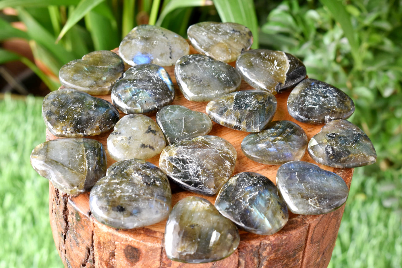 Labradorite Heart Crystal, Puffy Mini 1 Inch Pocket Crystal Heart