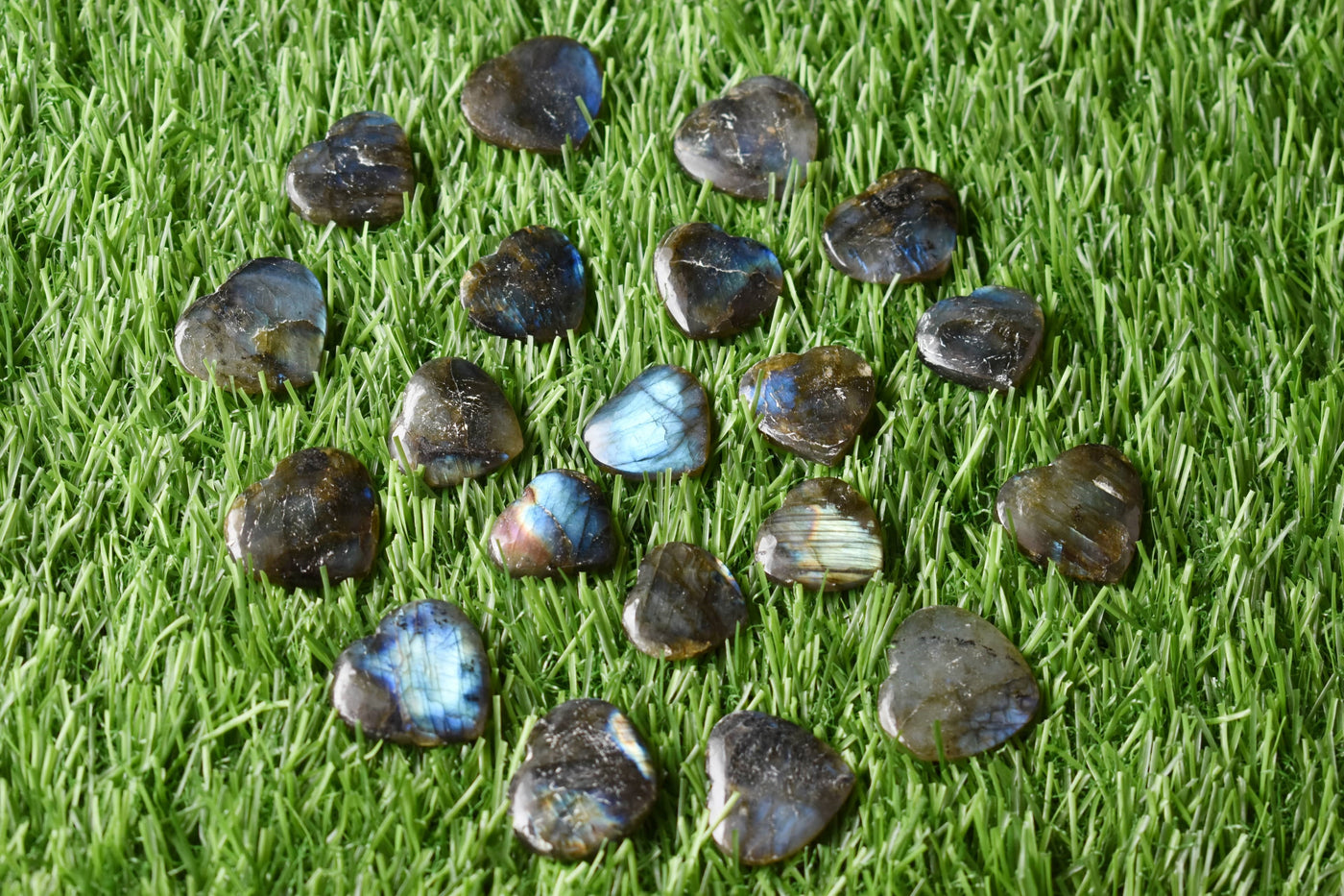 Labradorite Heart Crystal, Puffy Mini 1 Inch Pocket Crystal Heart