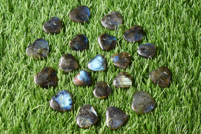 Labradorite Heart Crystal, Puffy Mini 1 Inch Pocket Crystal Heart