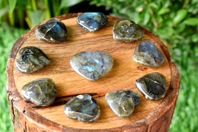 Labradorite Heart Crystal, Puffy Mini 1 Inch Pocket Crystal Heart