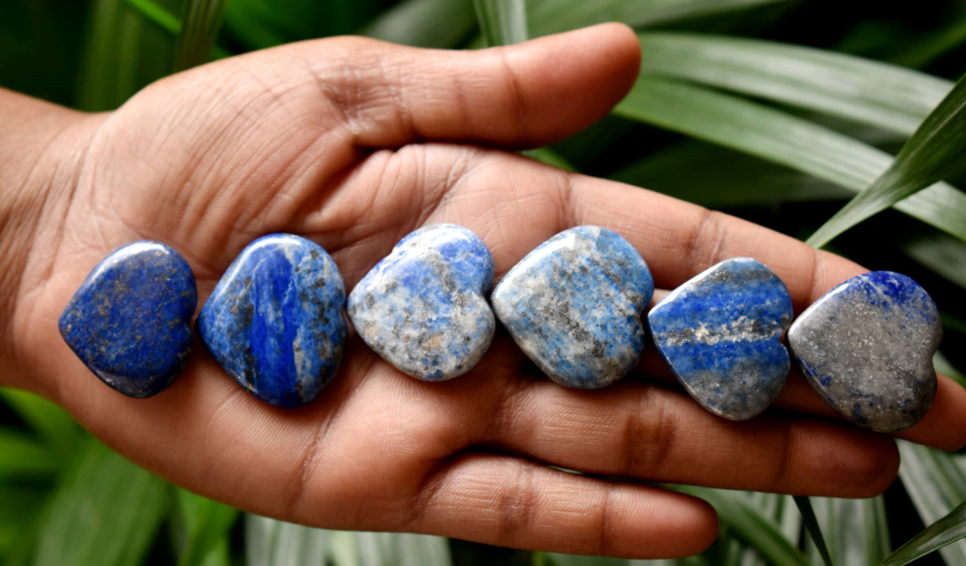 Lapis Lazuli Heart Crystal, Puffy Mini 1 Inch Pocket Crystal Heart