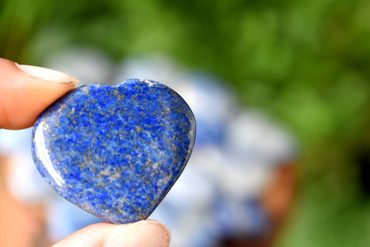 Lapis Lazuli Heart Crystal, Puffy Mini 1 Inch Pocket Crystal Heart