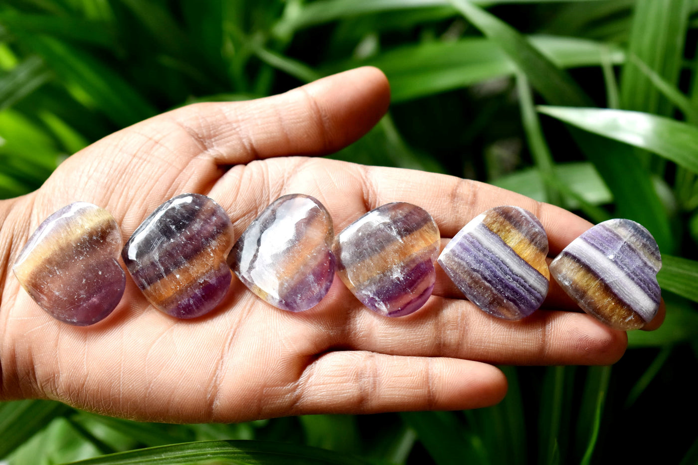 Multi Fluorite Heart Crystal, Puffy Mini 1 Inch Pocket Crystal Heart