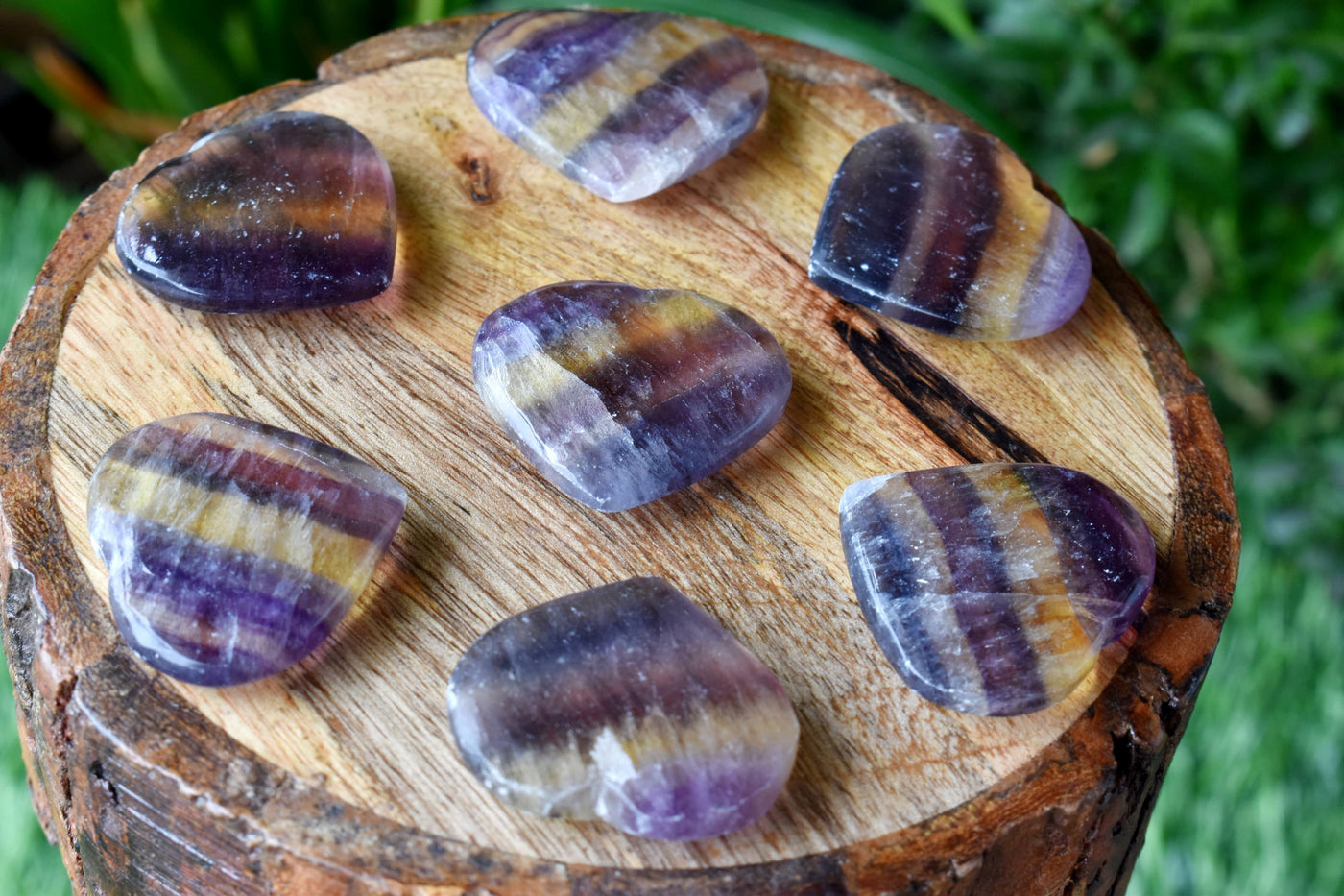 Multi Fluorite Heart Crystal, Puffy Mini 1 Inch Pocket Crystal Heart