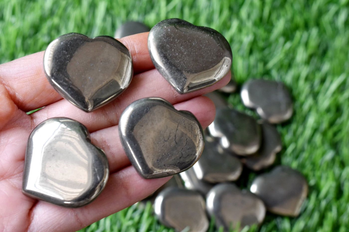 Pyrite Heart Crystal, Puffy Mini 1 Inch Pocket Crystal Heart