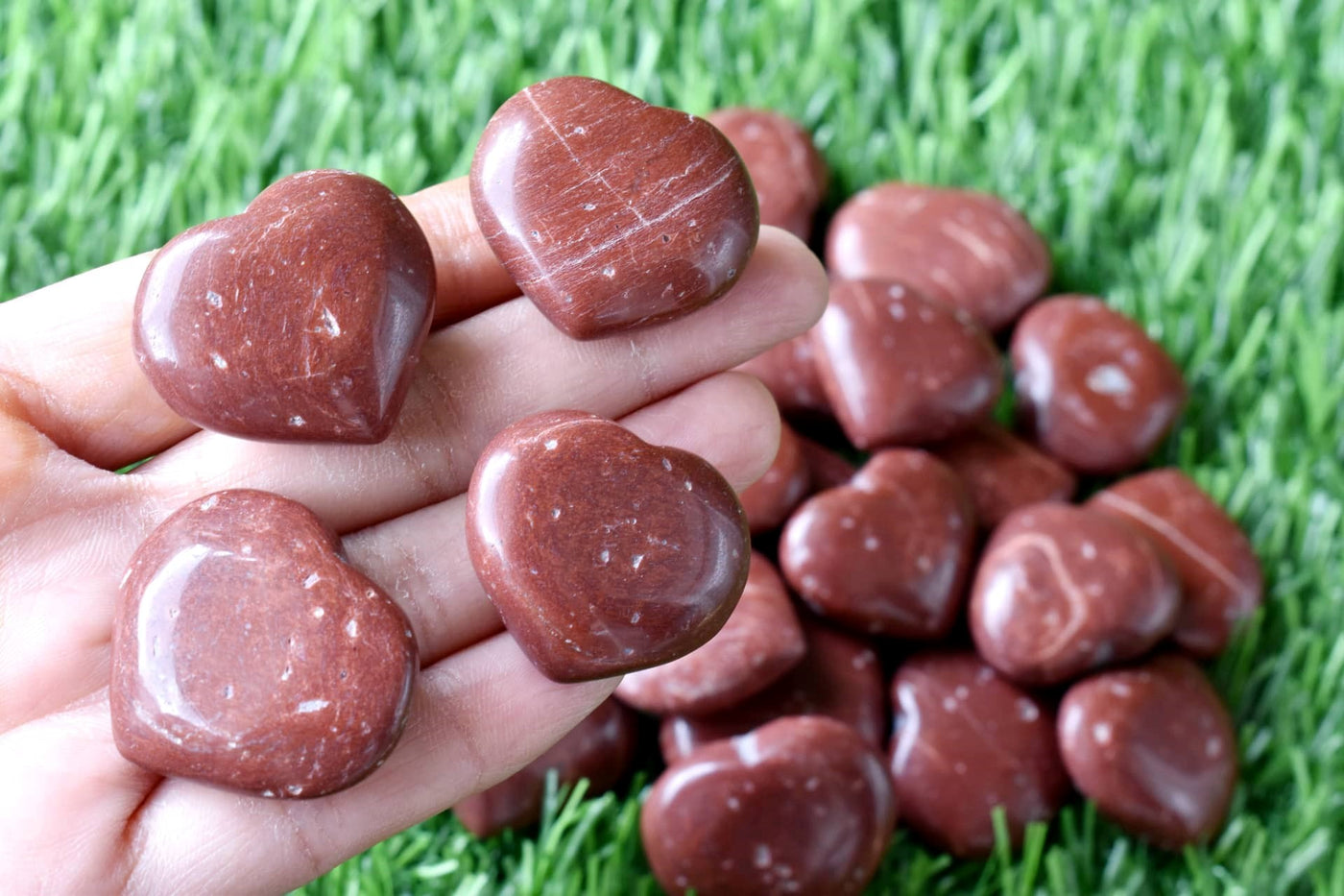 Red Jasper Heart Crystal, Puffy Mini 1 Inch Pocket Crystal Heart