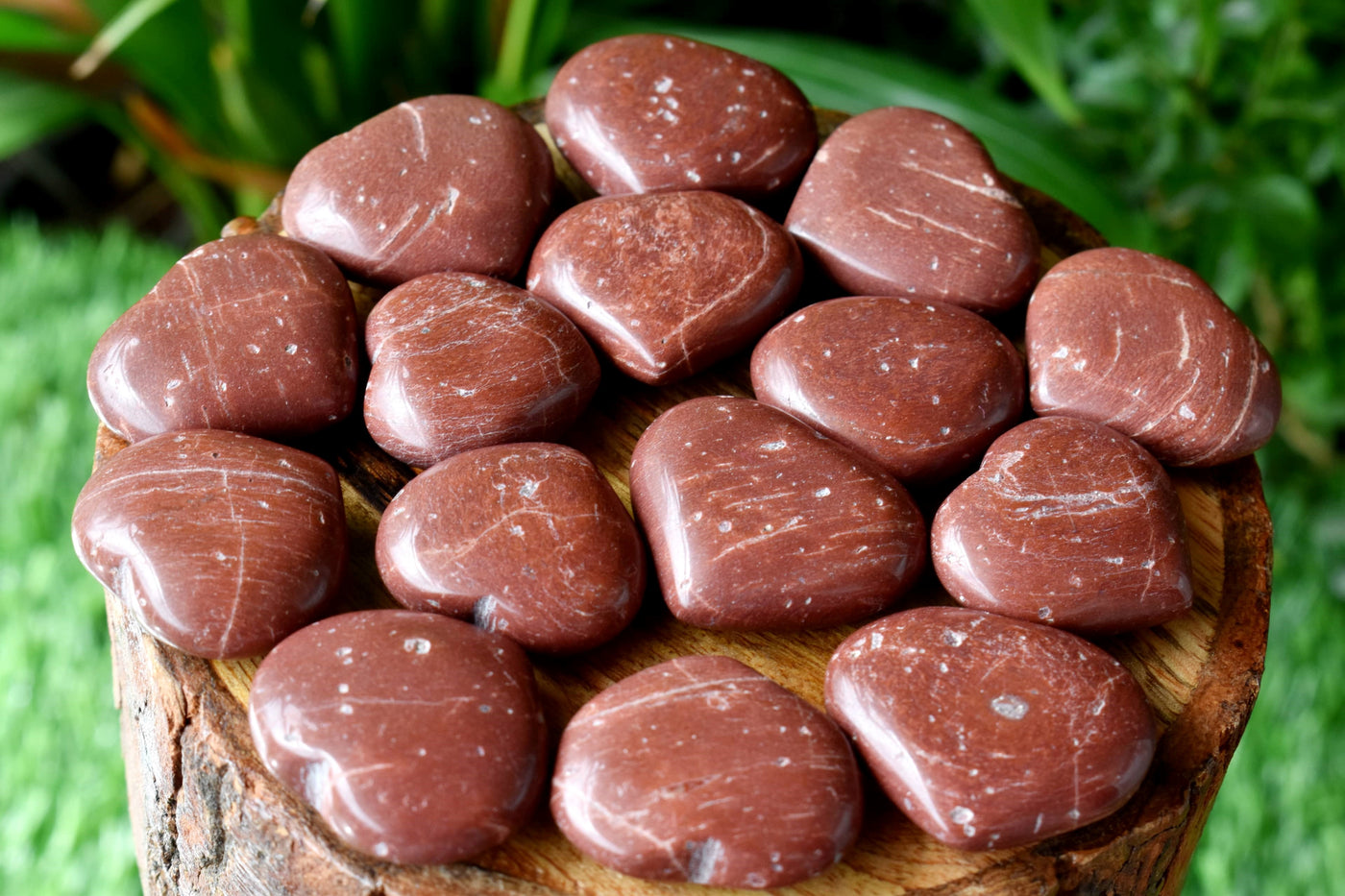 Red Jasper Heart Crystal, Puffy Mini 1 Inch Pocket Crystal Heart