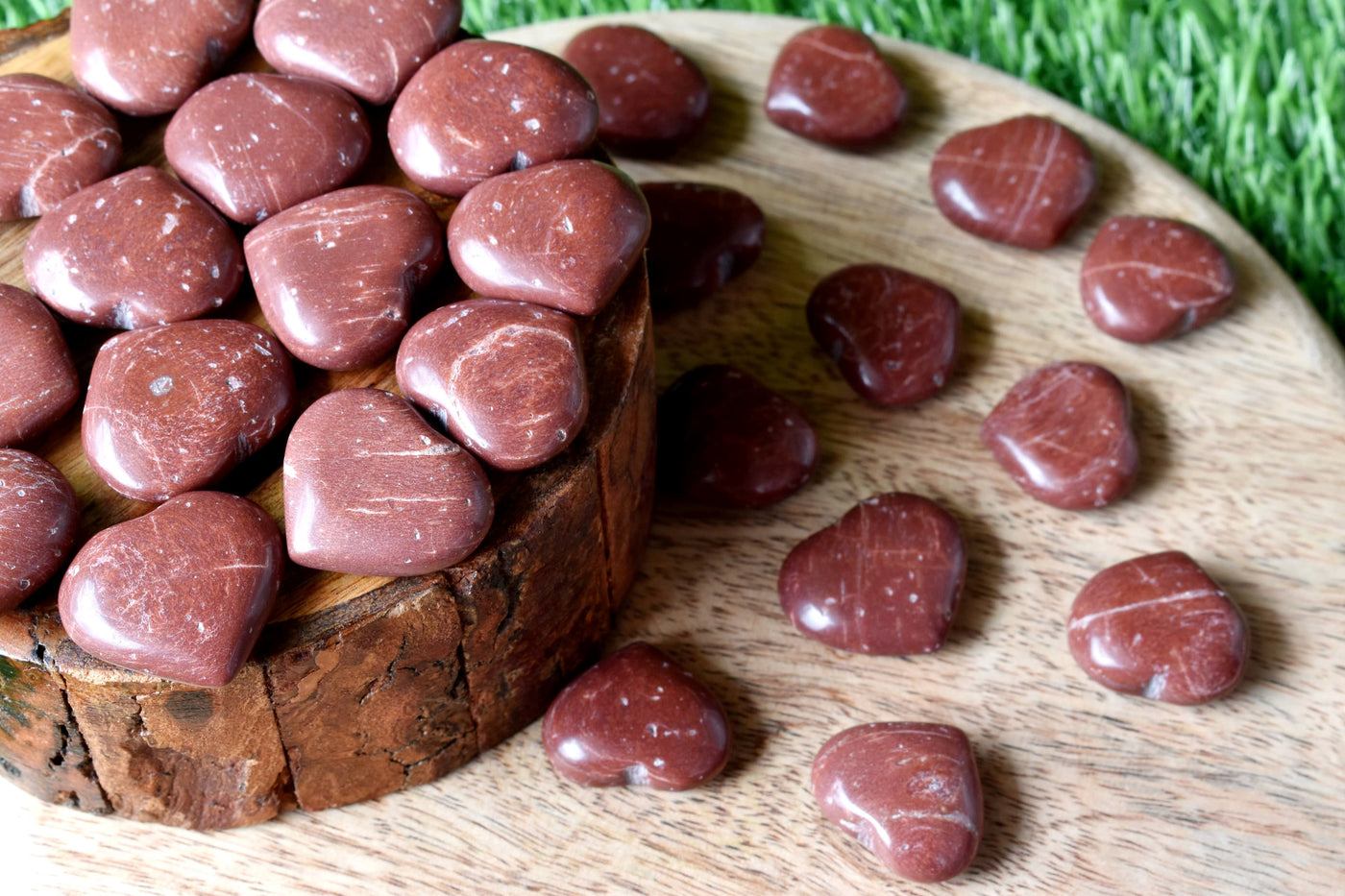 Red Jasper Heart Crystal, Puffy Mini 1 Inch Pocket Crystal Heart