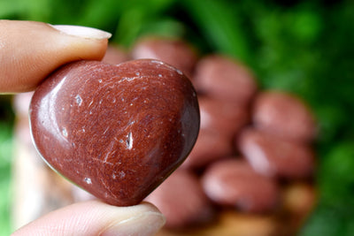 Red Jasper Heart Crystal, Puffy Mini 1 Inch Pocket Crystal Heart