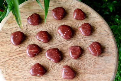 Red Jasper Heart Crystal, Puffy Mini 1 Inch Pocket Crystal Heart