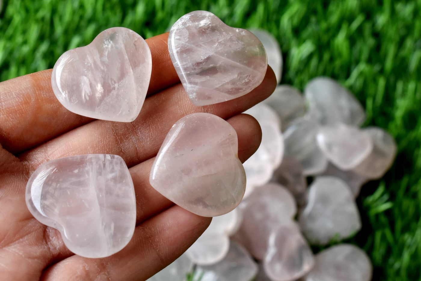 Rose Quartz Heart Crystal, Puffy Mini 1 Inch Pocket Crystal Heart