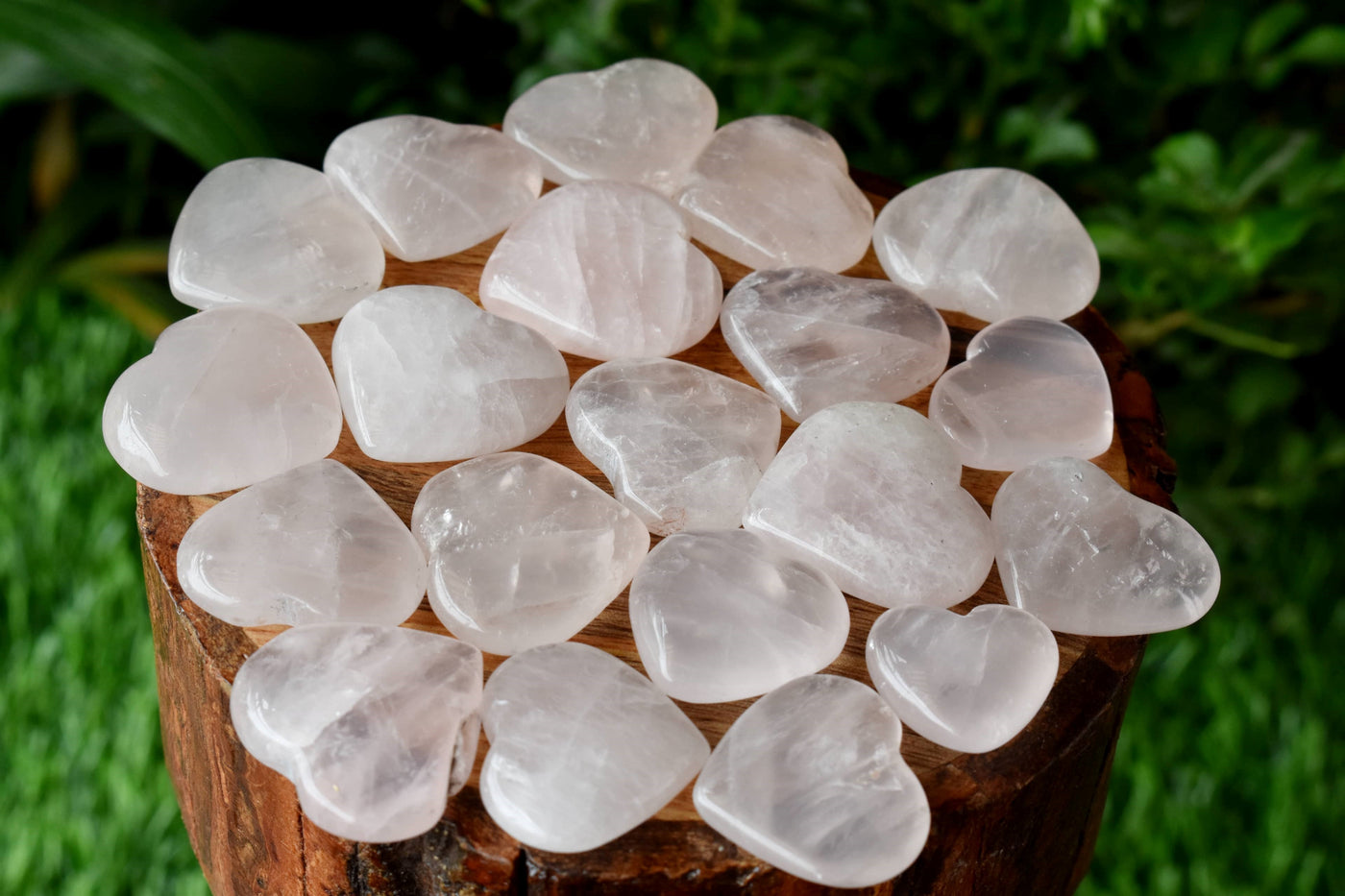 Rose Quartz Heart Crystal, Puffy Mini 1 Inch Pocket Crystal Heart