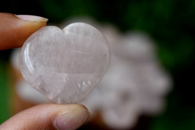 Rose Quartz Heart Crystal, Puffy Mini 1 Inch Pocket Crystal Heart