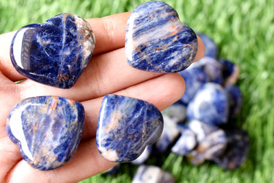 Sodalite Heart Crystal, Puffy Mini 1 Inch Pocket Crystal Heart