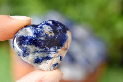 Sodalite Heart Crystal, Puffy Mini 1 Inch Pocket Crystal Heart