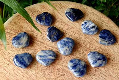 Sodalite Heart Crystal, Puffy Mini 1 Inch Pocket Crystal Heart