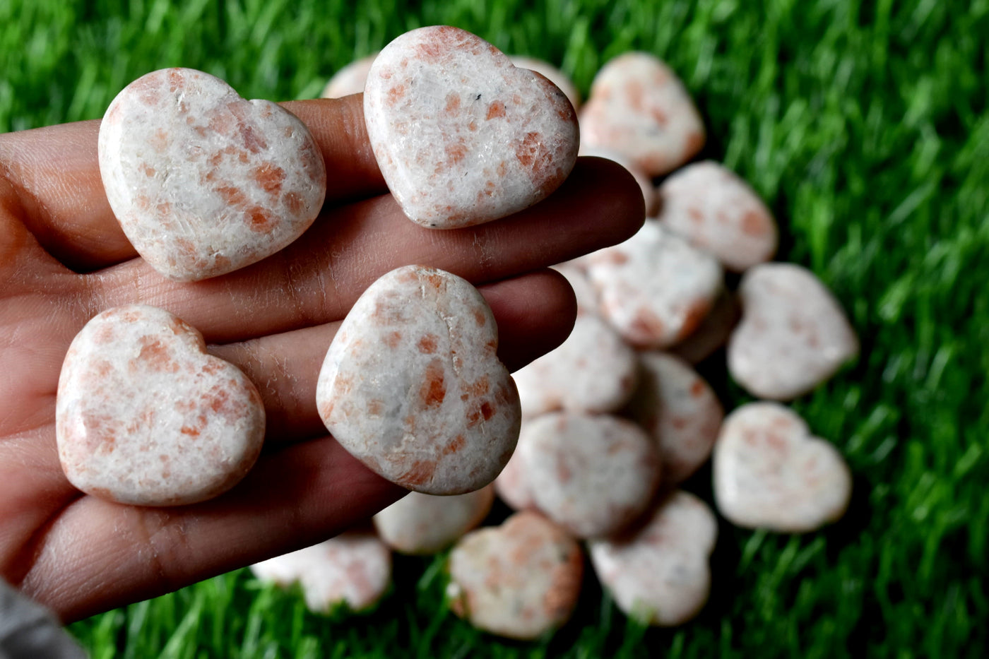 Sunstone Heart Crystal, Puffy Mini 1 Inch Pocket Crystal Heart