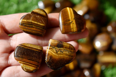 Tiger Eye Heart Crystal, Puffy Mini 1 Inch Pocket Crystal Heart