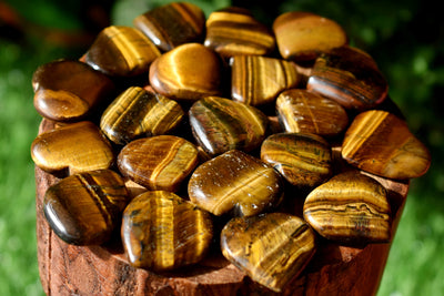 Tiger Eye Heart Crystal, Puffy Mini 1 Inch Pocket Crystal Heart