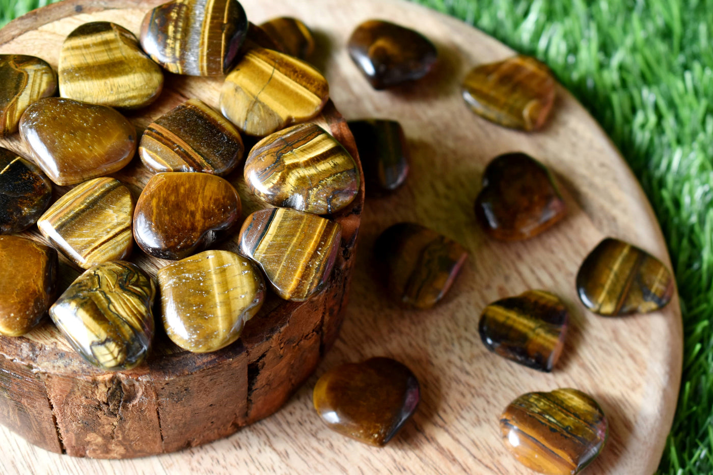 Tiger Eye Heart Crystal, Puffy Mini 1 Inch Pocket Crystal Heart