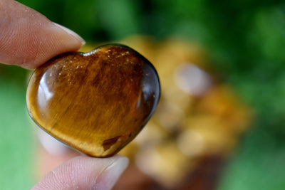 Tiger Eye Heart Crystal, Puffy Mini 1 Inch Pocket Crystal Heart