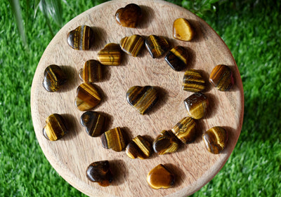 Tiger Eye Heart Crystal, Puffy Mini 1 Inch Pocket Crystal Heart